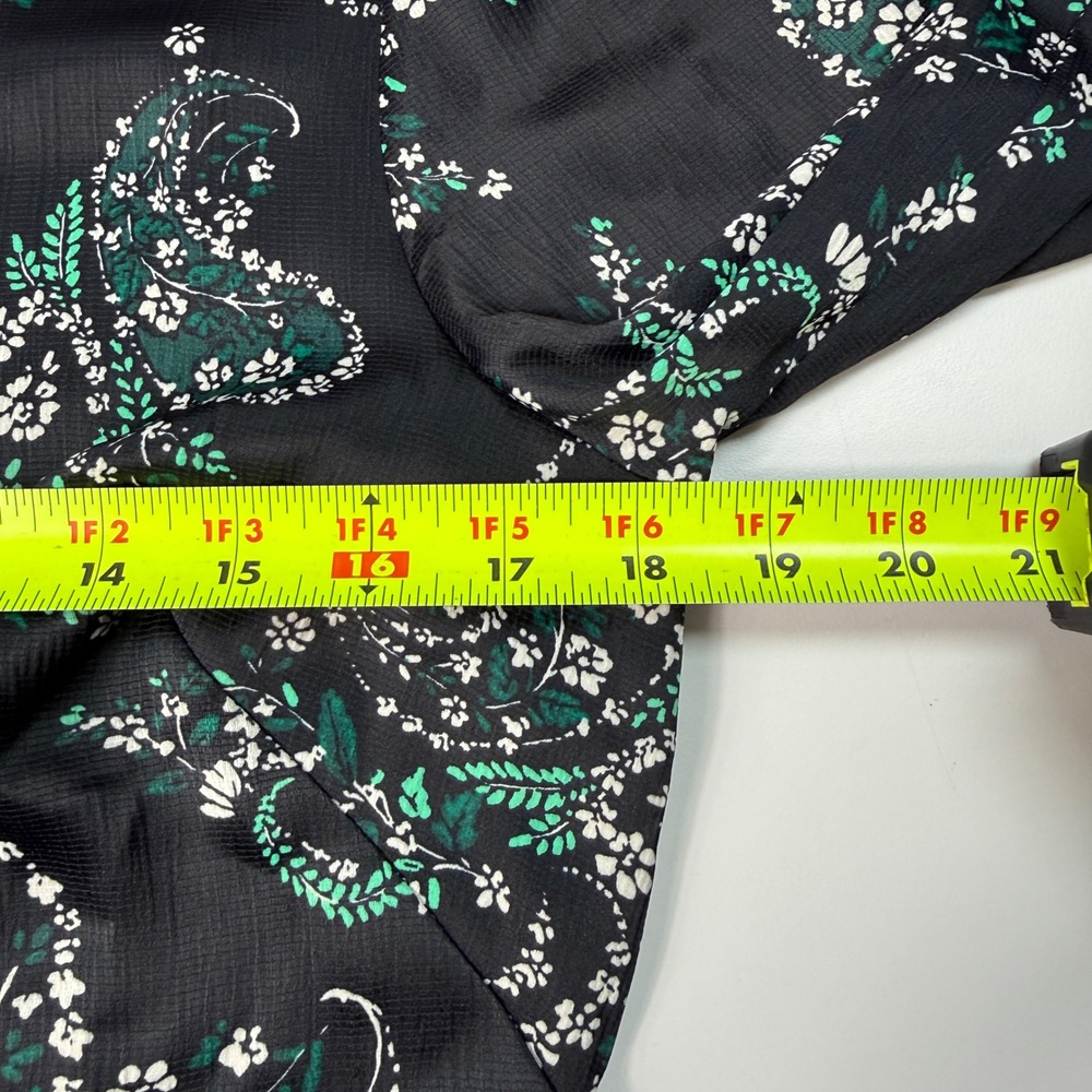LOFT Women Mini Dress Size 8 Black Floral Long Sleeve Mock Neck Boho Chic - Picture 8 of 14